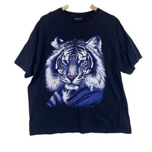 Vintage 90's Thunder Sportswear White Tiger Graphic Print T-Shirt Sz XL Black
